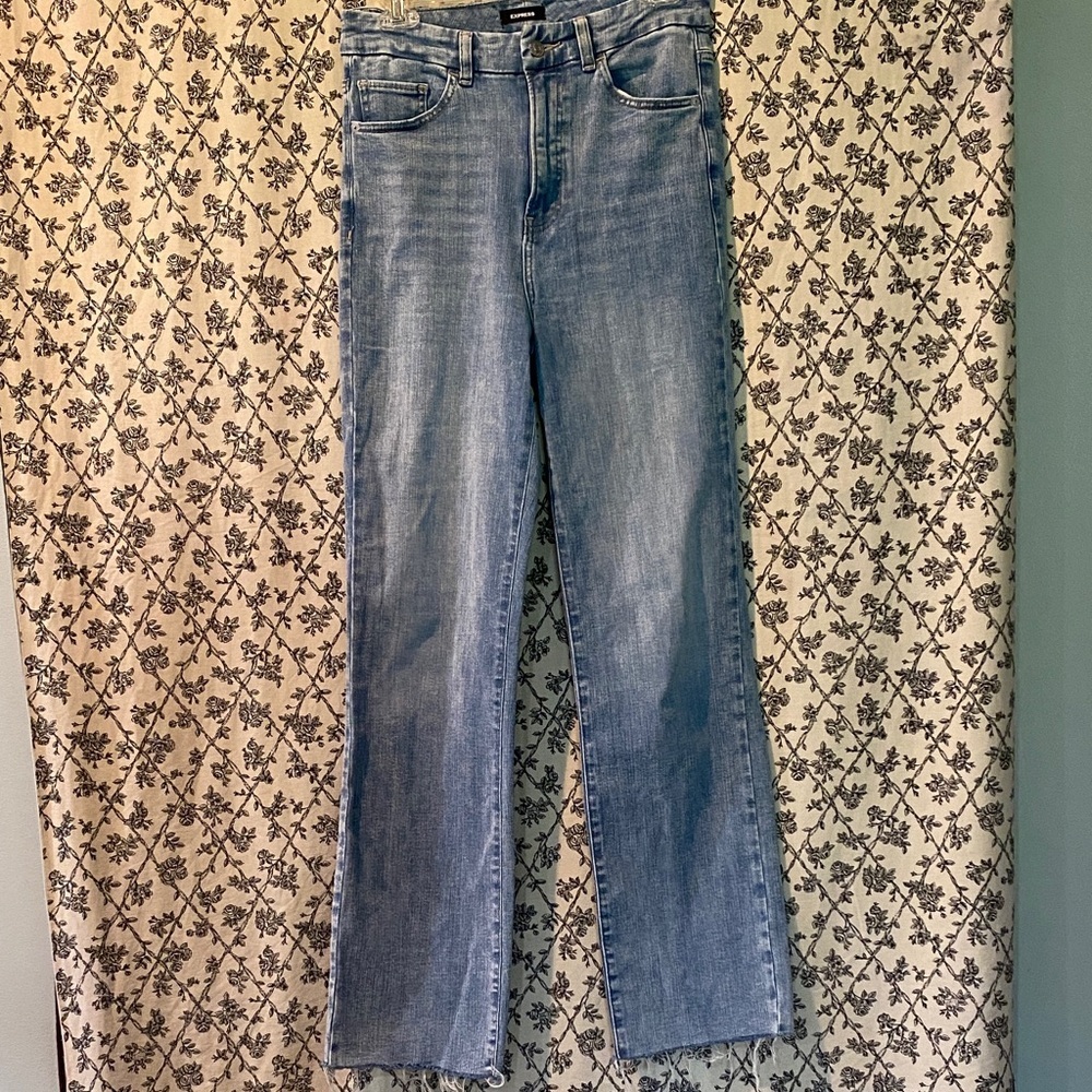 Express Light Blue Modern Straight Leg Jeans